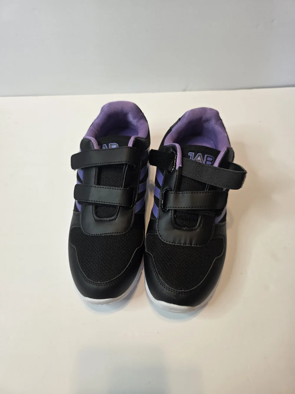 Amazon Kids Black and Purple Hook-and-Loop Sneakers